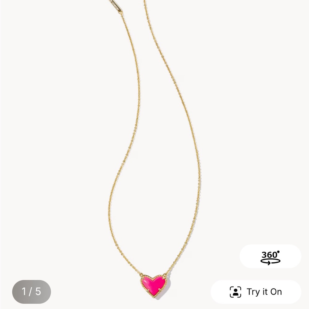 Kendra Scott Gold Necklace with Pink Heart Pendant